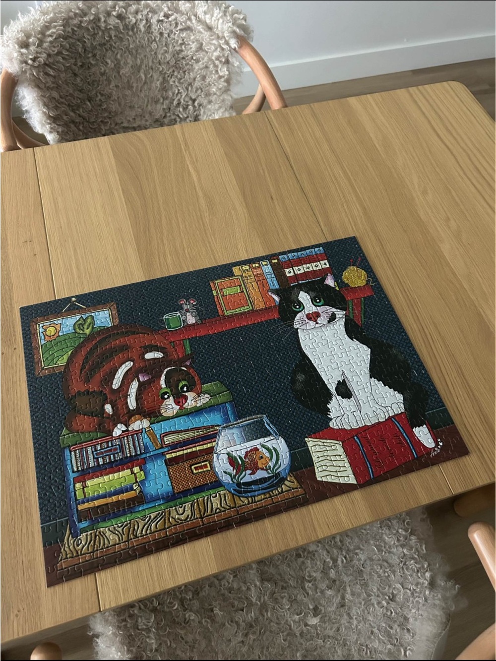 Cat-Themed Jigsaw Puzzle - Colorful Black & White and Brown Cats